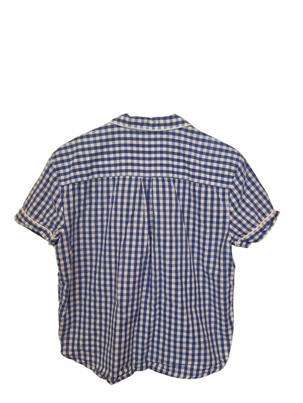 GAP Body Blue & White Gingham Cotton Button-Up Front Pocket Shirt EUC Size XS - Picture 2 of 4